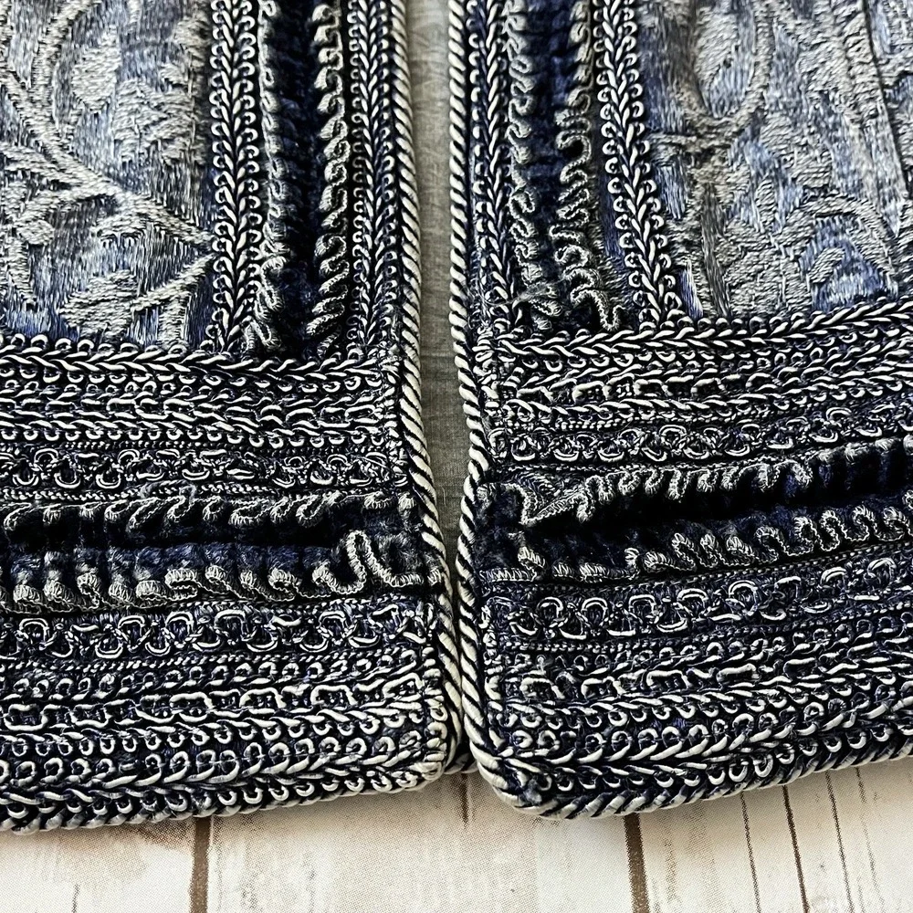 Vtg Quilted Brocade Blazer Jacket L 12 14 Soutache Trim Velvet Braid Art to Wear - Picture 4 of 11